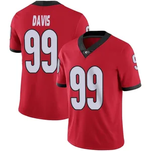 Men/Women/Youth #99 Jordan Davis Georgia Bulldogs College Football Jersey  Red Limited Stitched